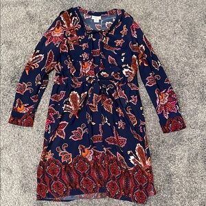 Liz Claiborne petite PM Dress - Navy and Red Floral